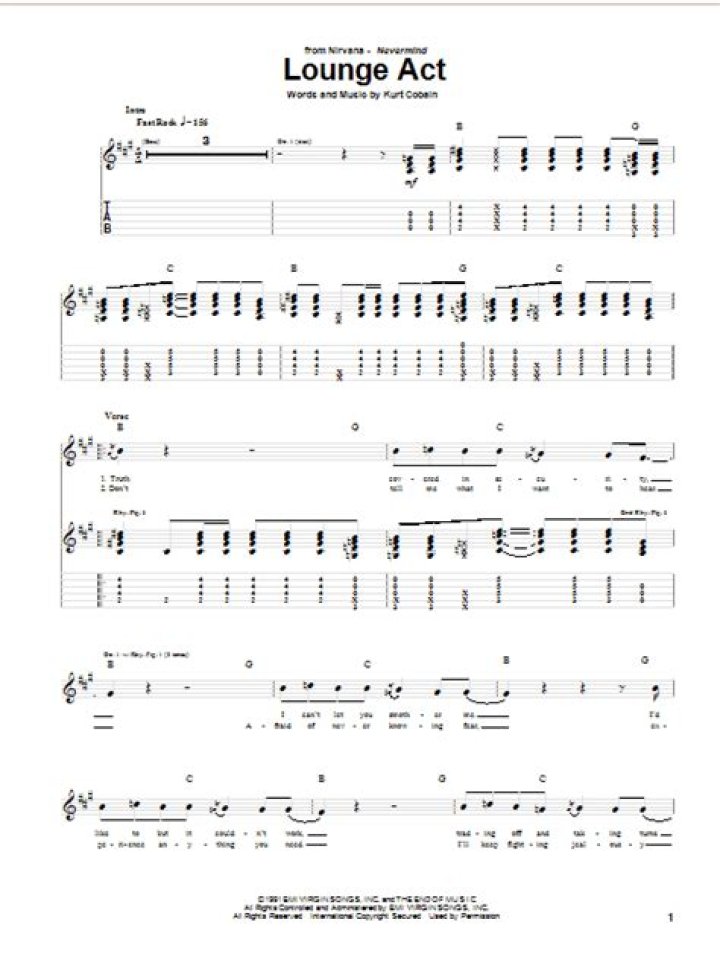 Lounge Act by Nirvana Guitar Chords/Lyrics Guitar Instructor