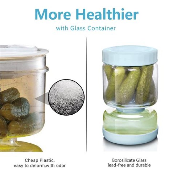 Luvan Pickle Jar with Strainer Flip, 34oz Pickle Container, Glass