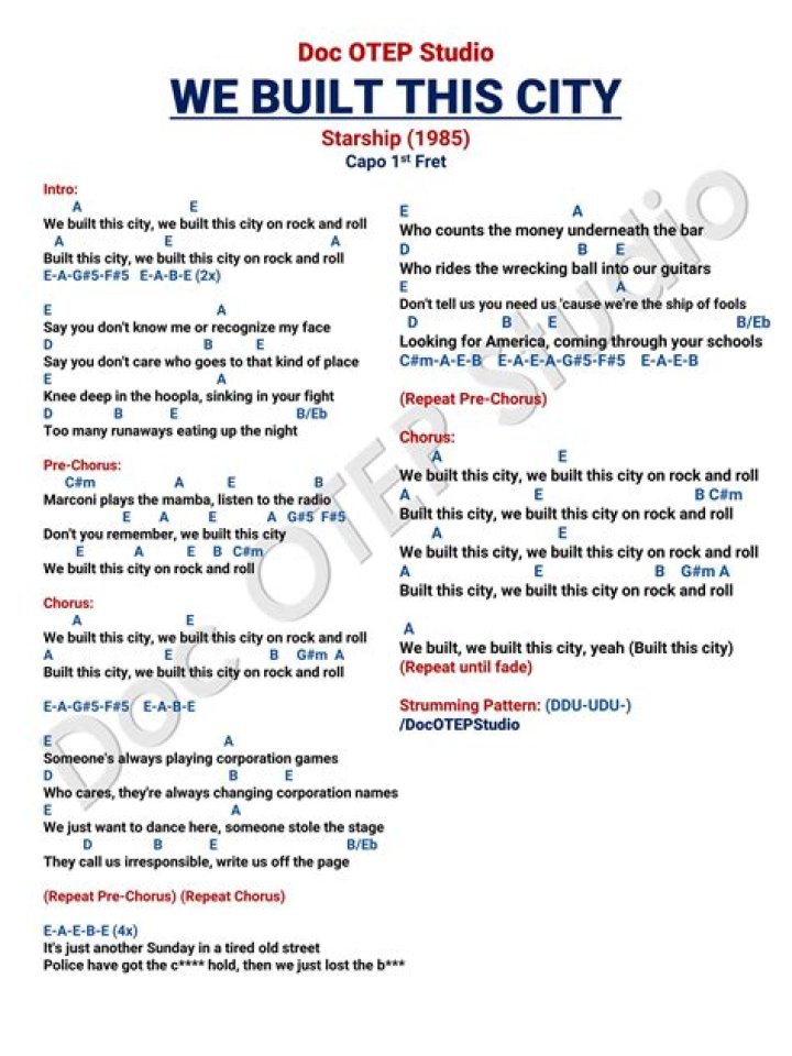 Lyrics By Starship_We Built this City We built this city, Lyrics