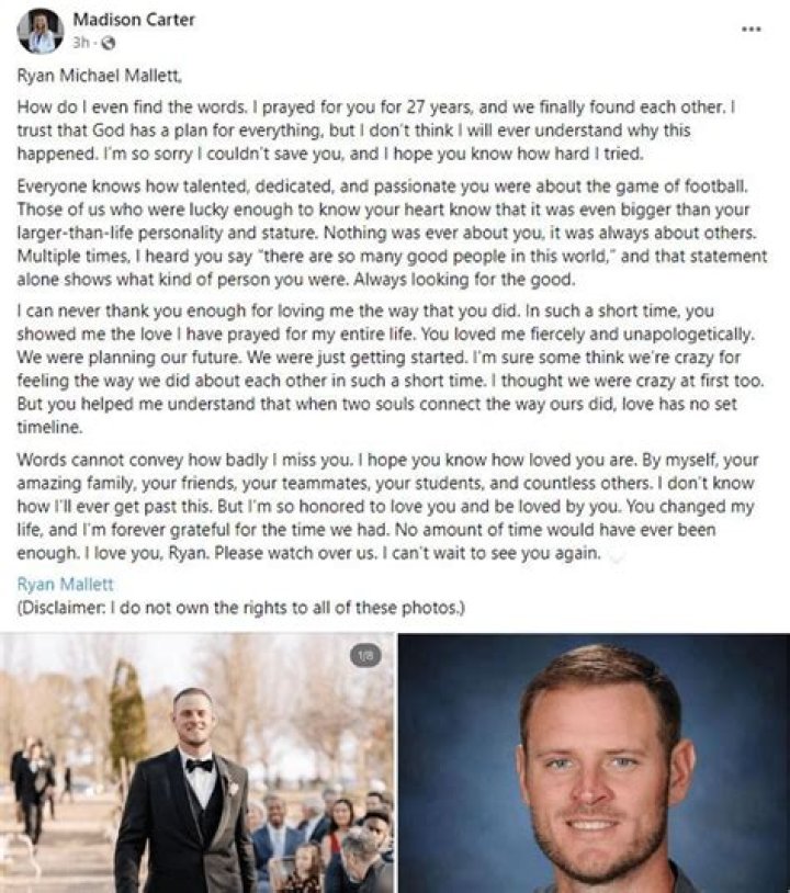 Madison Carter Ryan Mallett's Girlfriend Shares Heartbreaking Tribute