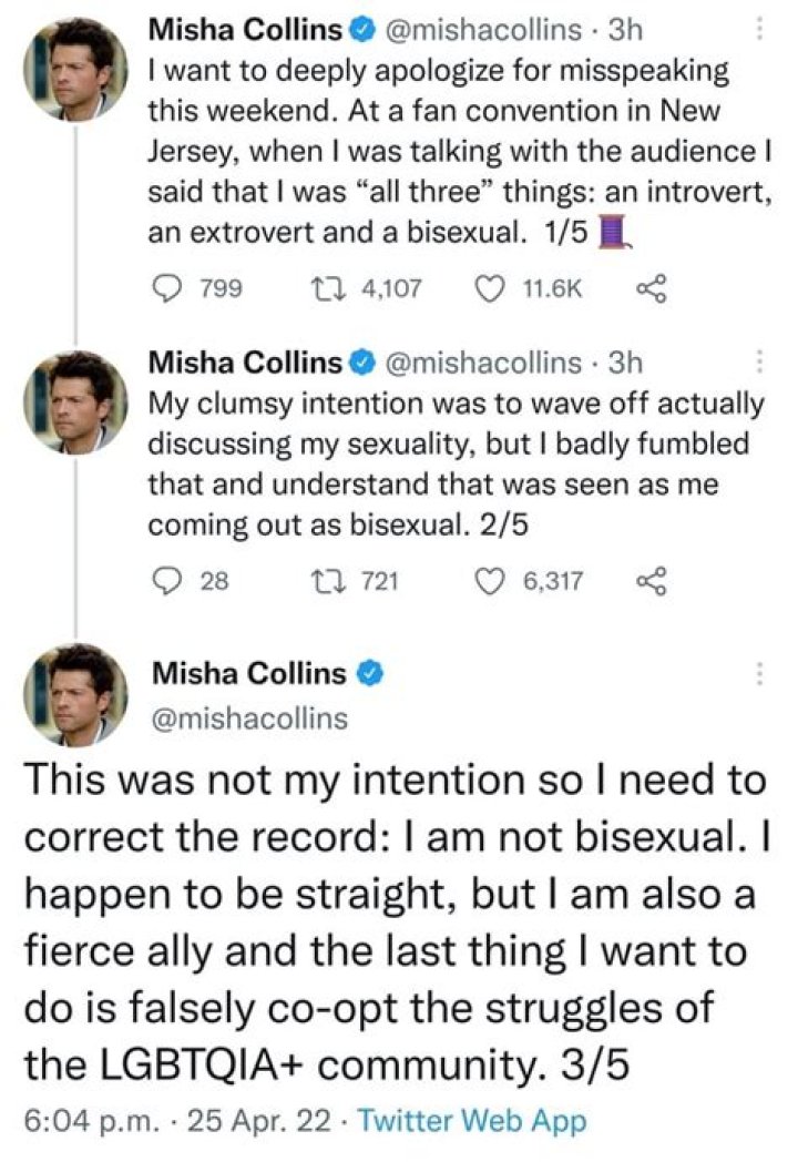 Misha Collins Clarifies He's Straight After Appearing to Coming Out
