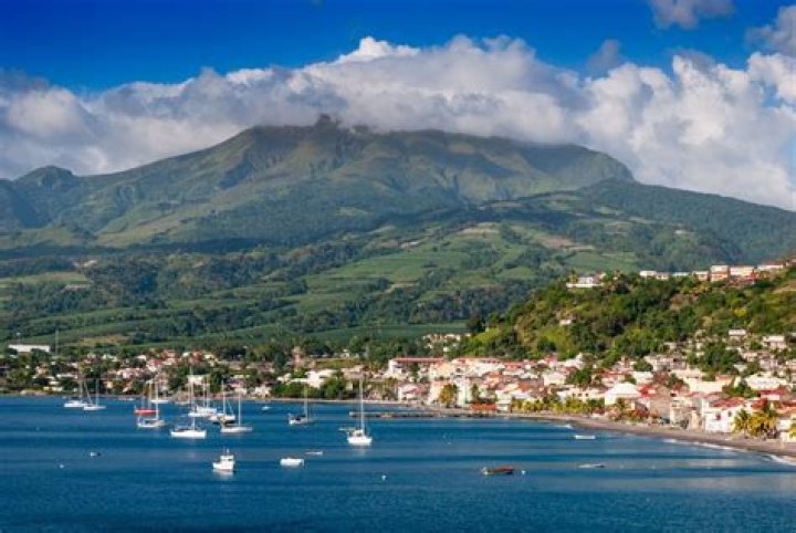 Mt. Pelee in all its beauty, Martinique Volcano, Island, Ocean view