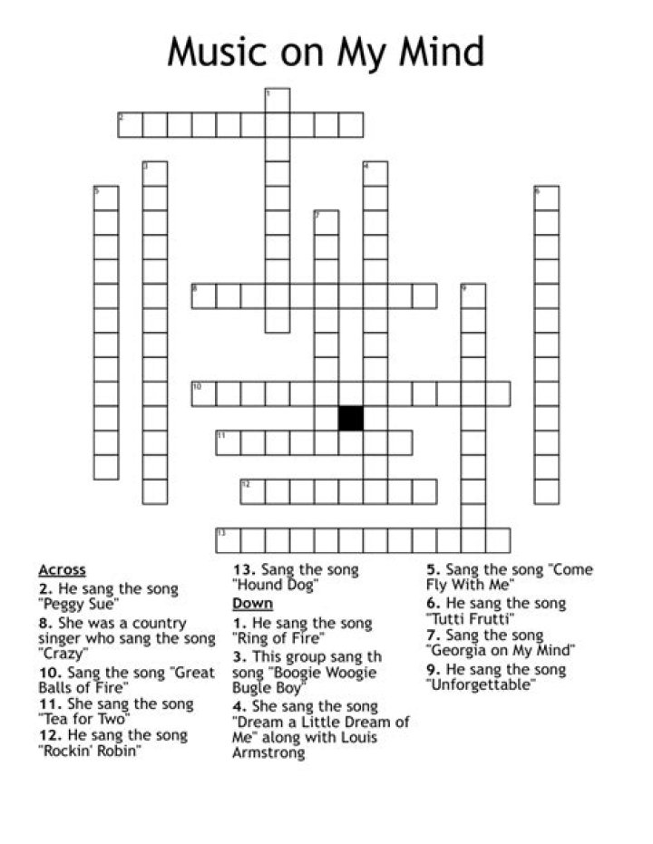 Music on My Mind Crossword WordMint