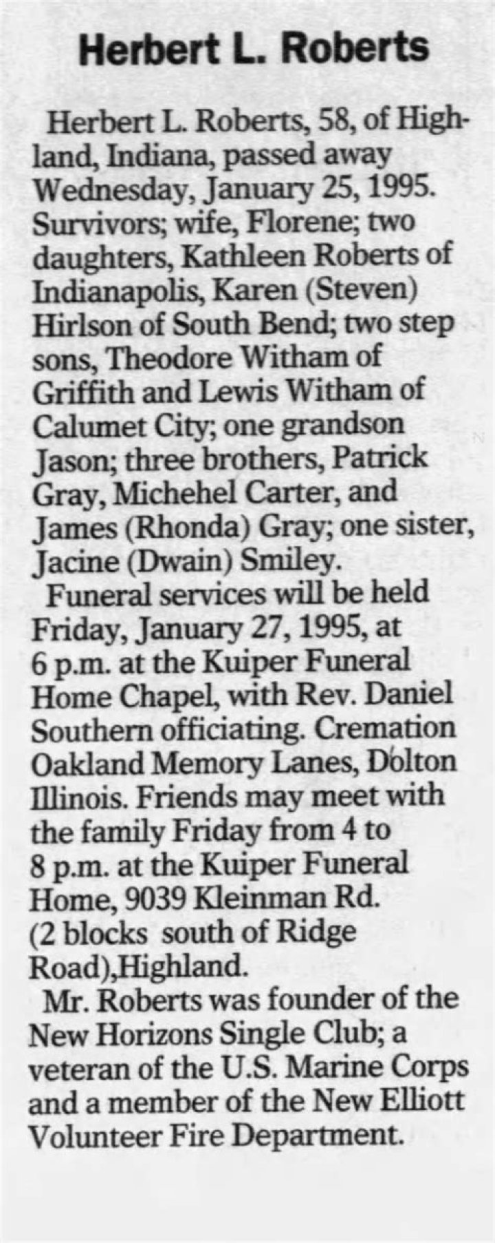 Obituary for Herbert L. "Herb" Smith Rich and Thompson Funeral and