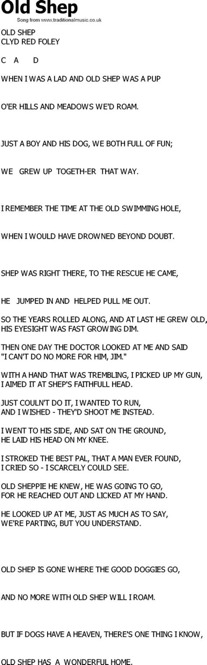 Old Country song lyrics with chords Rainbow Stew