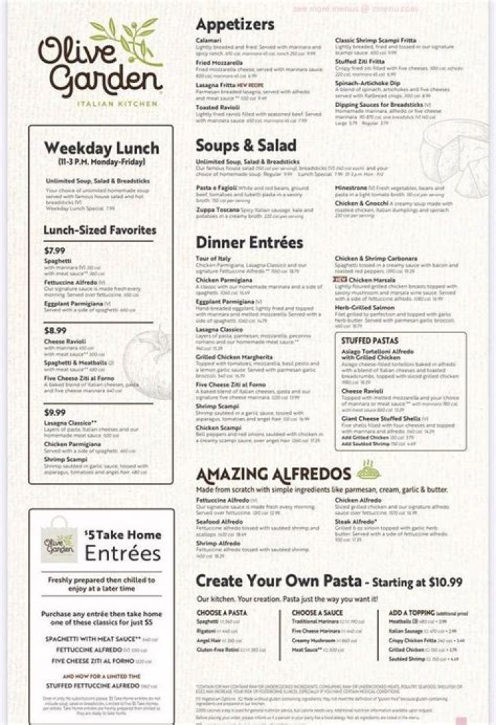 Online Menu of Olive Garden Italian Restaurant Restaurant, Murfreesboro