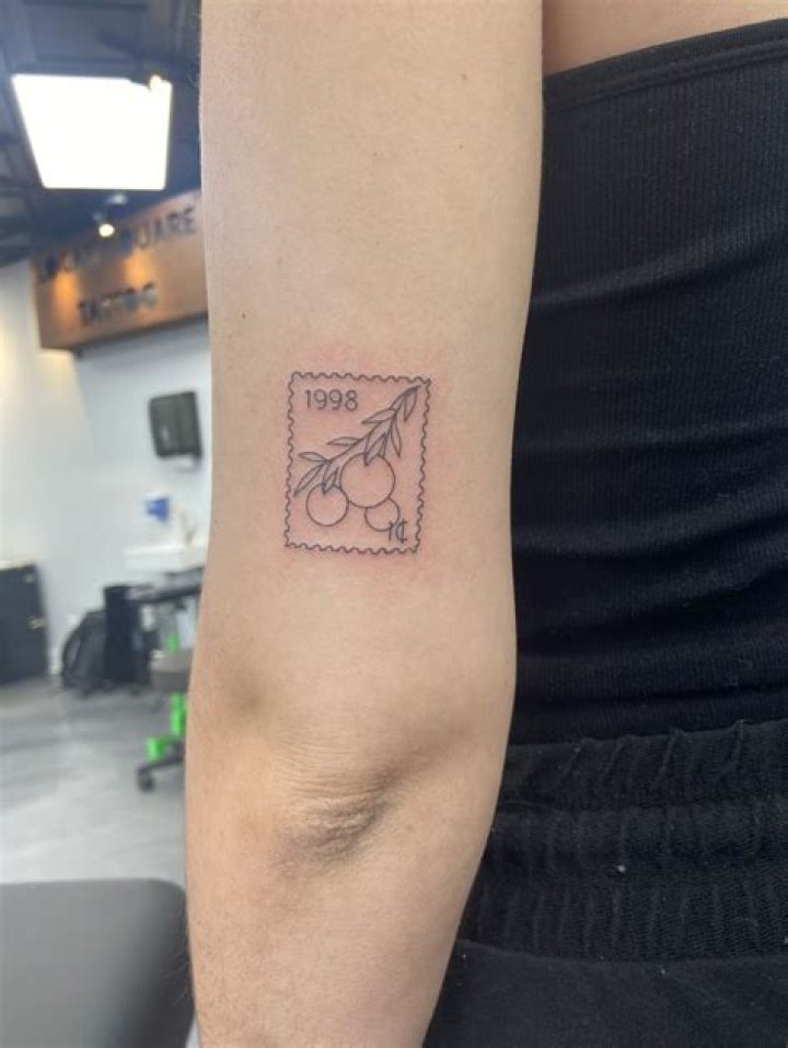 orange postage stamp tattoo Red ink tattoos, Baby tattoos, Mini tattoos