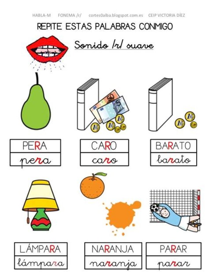 Palabras con Fonema r suave Question&aacute;rio