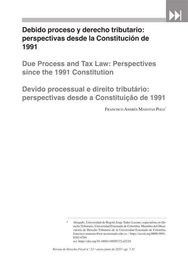 (PDF) Debido proceso y derecho tributario perspectivas desde la