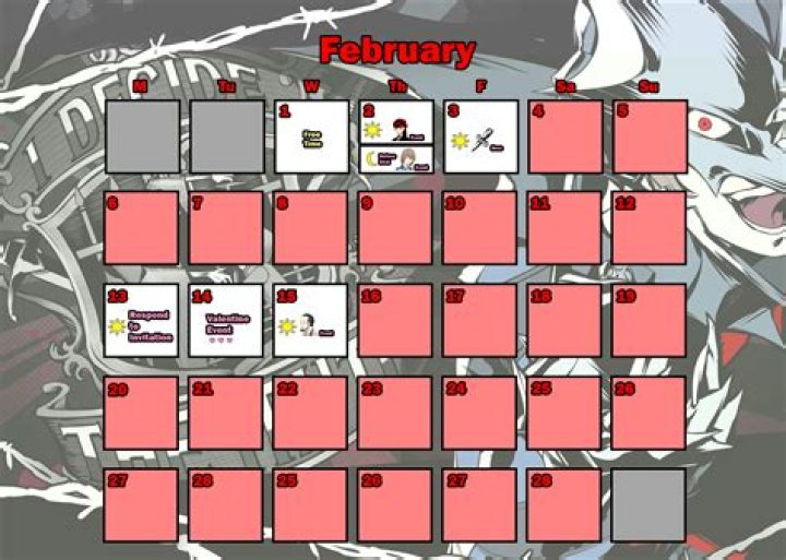Persona 5 Confidant Calendar Printable Calendar 2023