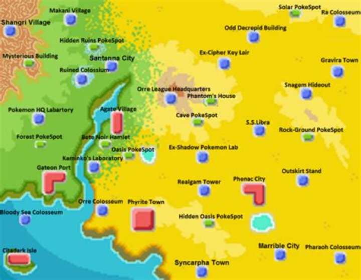 Pokemon Orre Region Map