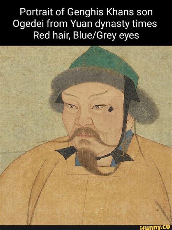Portrait of Genghis Khans son Ogedei from Yuan dynasty times Red hair