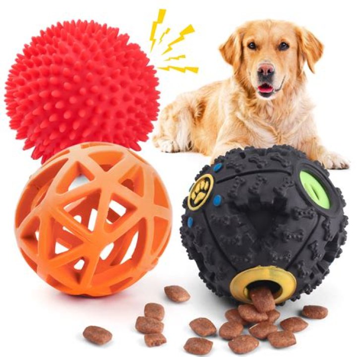 Primepets 3Pack Dog Treat Ball, Interactive Food Dispensing Dog Toys