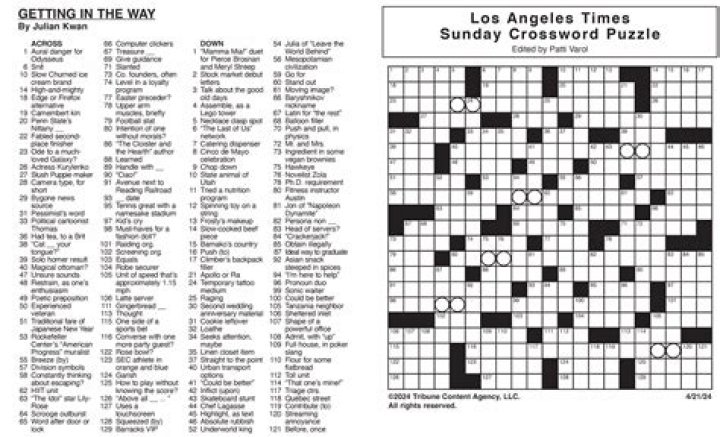 Printable La Times Crossword Puzzle Printable Blank World