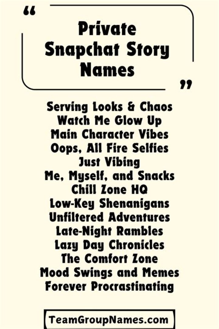 Private Story Names💜 Snapchat names, Group names ideas, Instagram