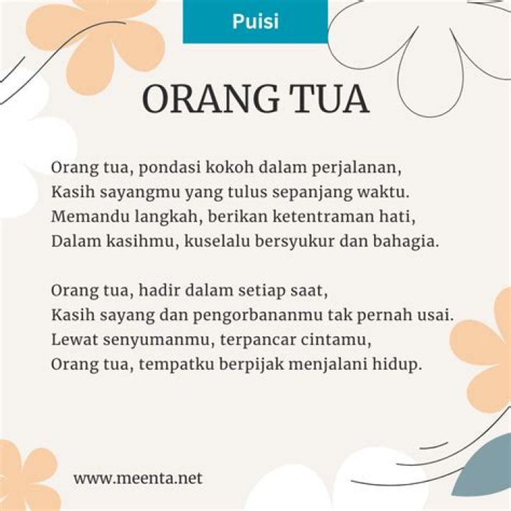 Puisi Kasih Sayang Orang Tua Penuh Cinta Pengorbanan