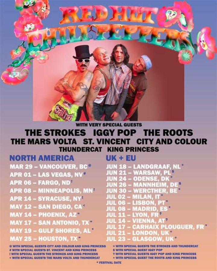 Red Hot Chili Peppers tour 2023 Dates, schedule, where to buy tickets
