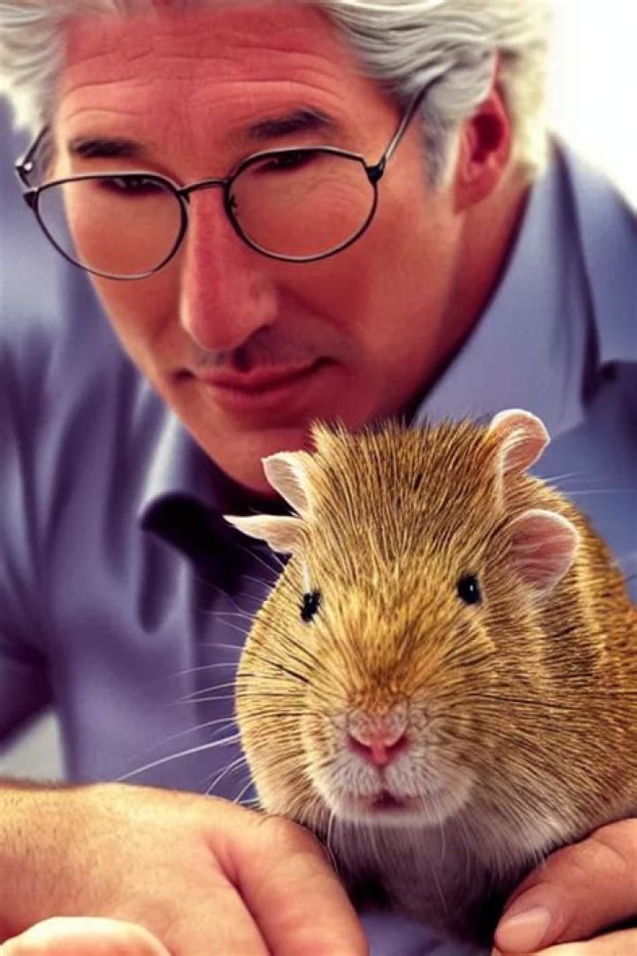 richard gere poses next to a huge gerbil, highly Stable Diffusion
