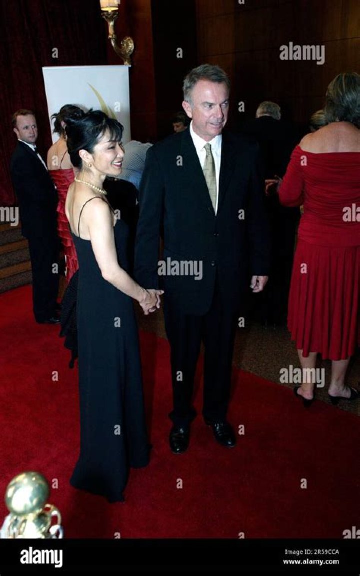 Sam Neill and his wife, Noriko Watanabe, at the Hollywood Nights