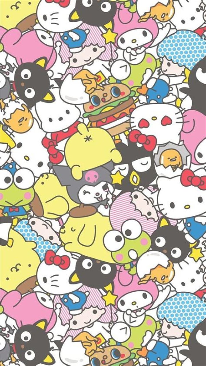 Sanrio, collage, hello, keroko, kitty, pink, pochaco, HD phone