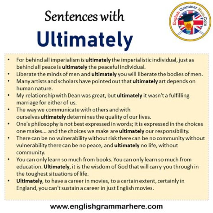 Sentences with Ultimately, Ultimately in a Sentence in English