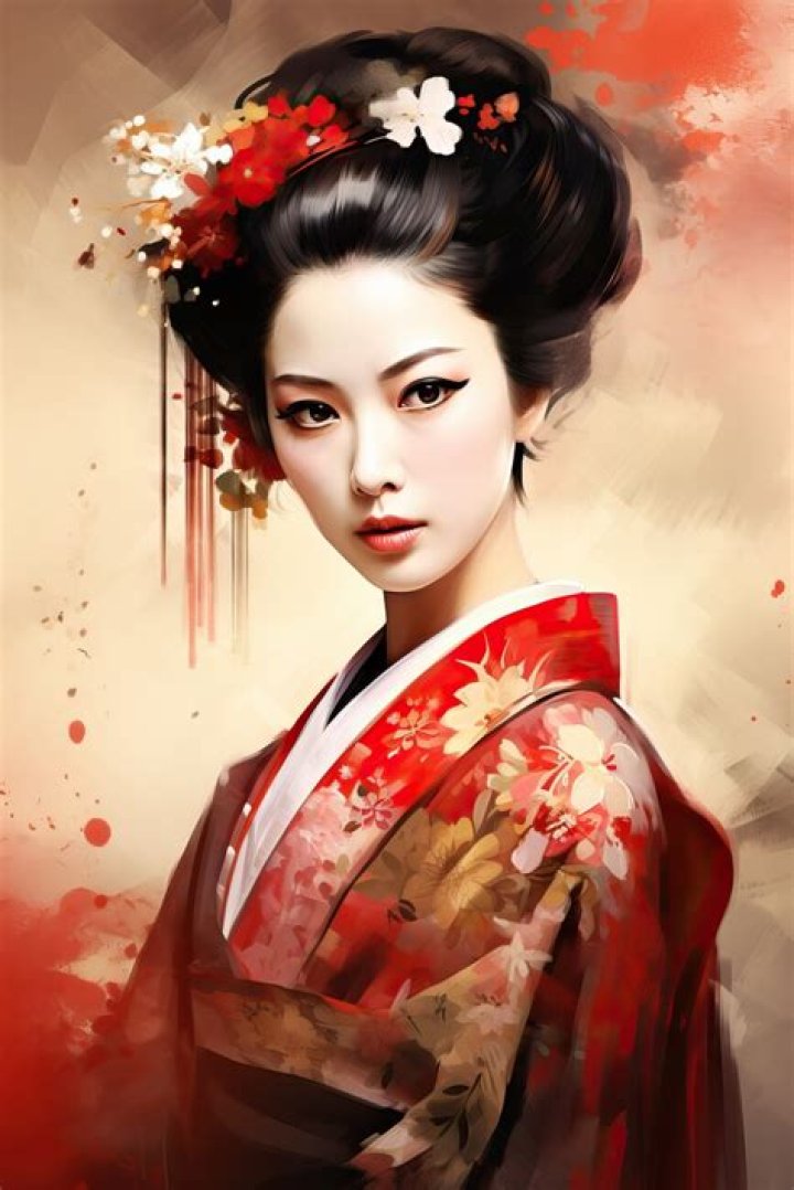 Sexy Red Print Geisha Girl Kimono Fancy Dress Costume