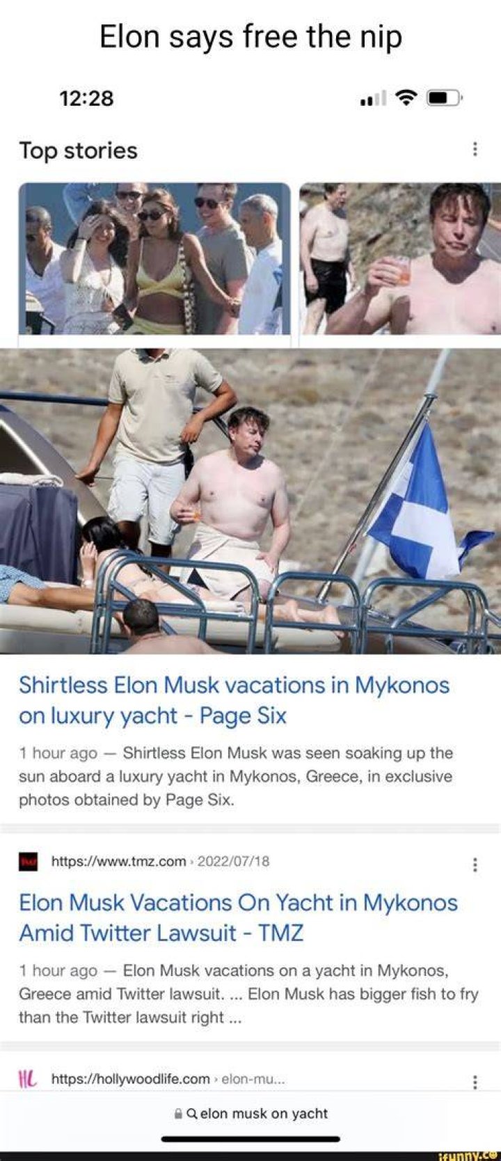 Shirtless Elon Musk vacations in Mykonos on luxury yacht