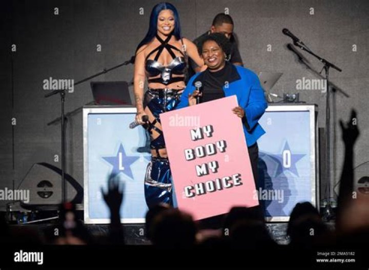 Stacey Abrams Joins Latto on Stage With 'My Body, My Choice' Sign in Atlanta