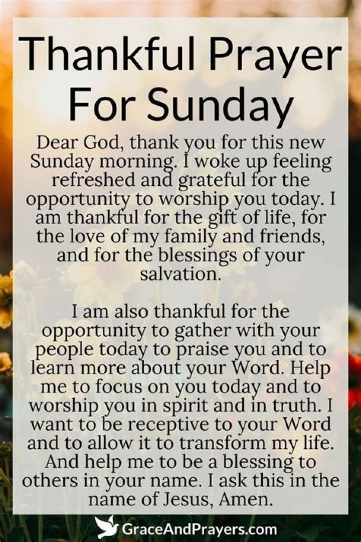 Thankful Sunday Prayer