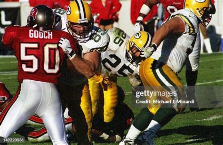Tight end Mark Chmura of the Green Bay Packers looks on during the