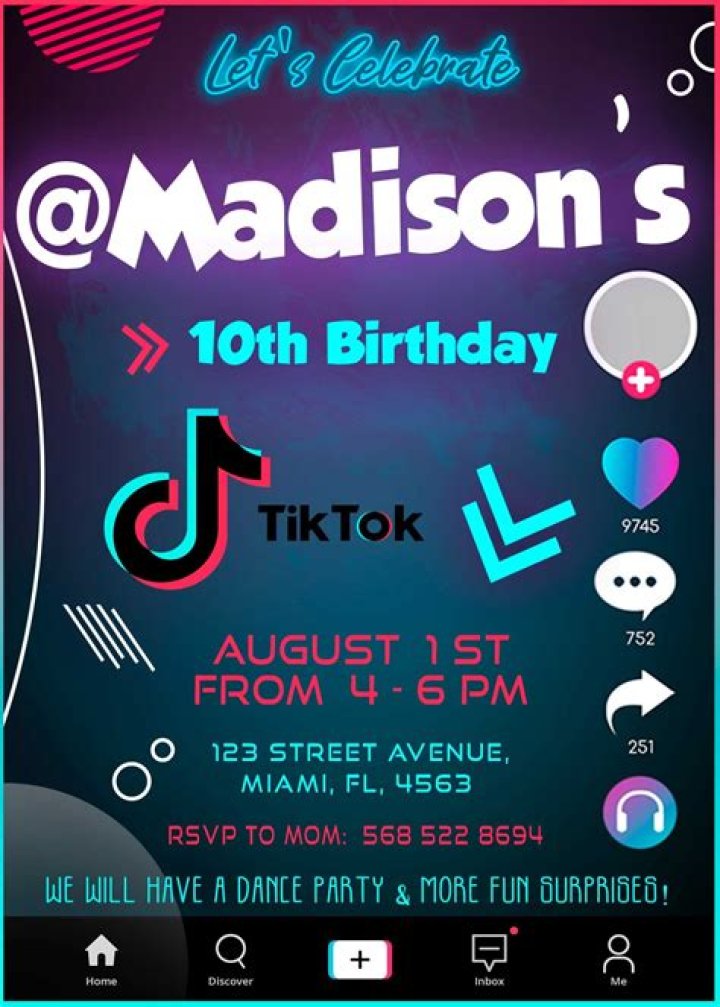 TikTok Birthday Invite Fabulous digital Invite Printable birthday