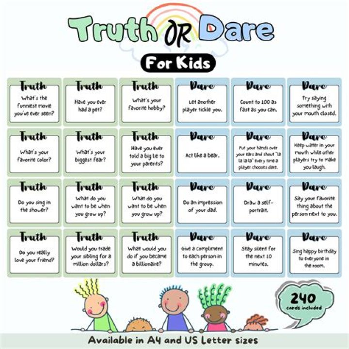 Top 200 cool truth or dare questions for children, friends and family
