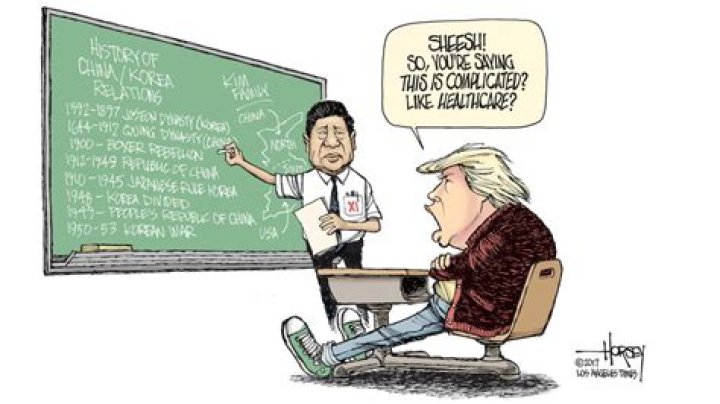 Trump is being schooled by international events and sly adversaries