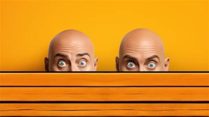 two men with bald heads are staring into the distance