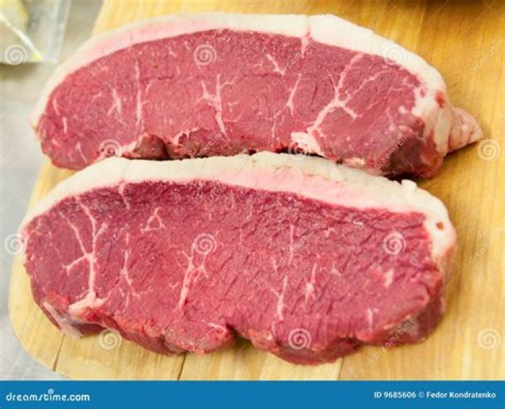 two pieces of raw meat are shown next to each other, labeled with the