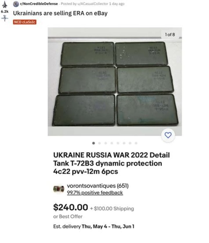Ukrainians are selling ERA on eBay Explosive Reactive Armor (ERA