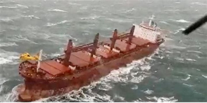 VIDEO Rescue dash as rudderless cargo ship hits foundation at giant