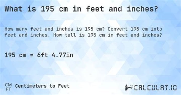What is 195 cm in feet and inches? Calculatio