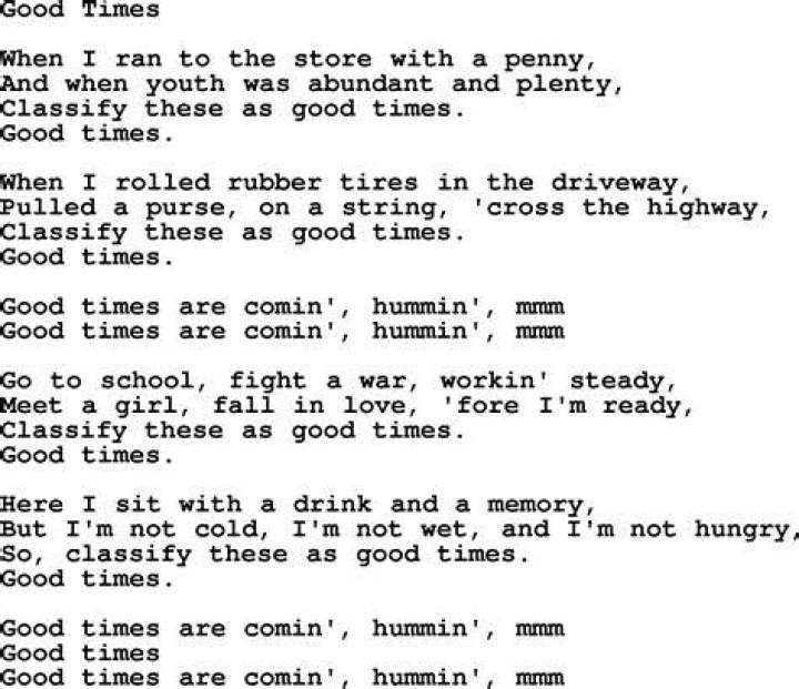 Willie Nelson song Good Times, lyrics