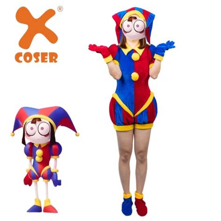XCOSER THE AMAZING Digital Circus Pomni Cosplay Costume Hat Glove Full