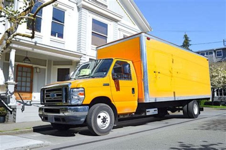 Yellow moving truck